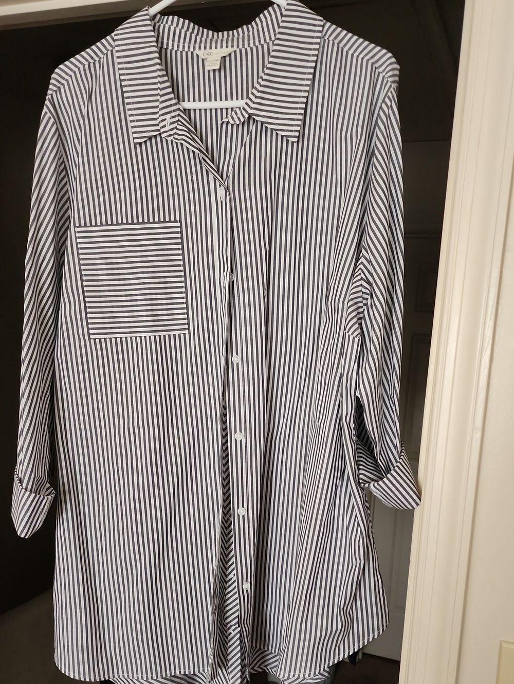 Cato Black and White Striped Button-Down Shirt